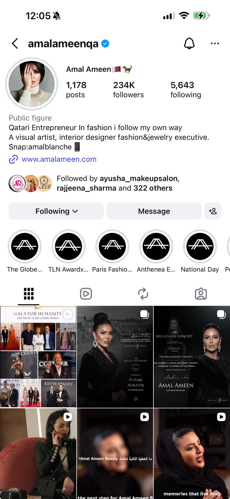 Instagram screenshot — Amal Ameen